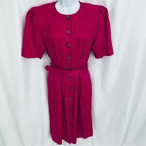 Adrianna Papell Fuchsia Button-Front Midi Dress